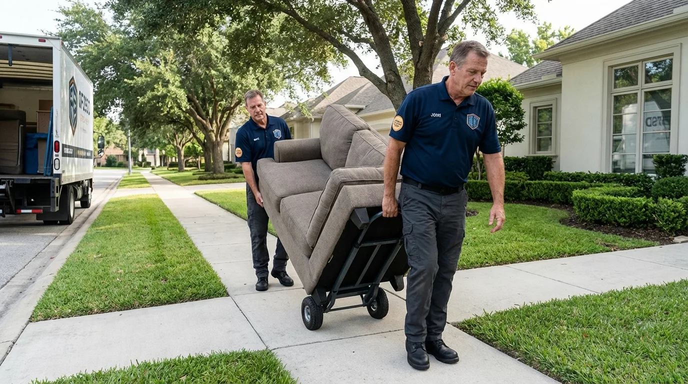 Local residential moving crew loading furniture in Medina, NY