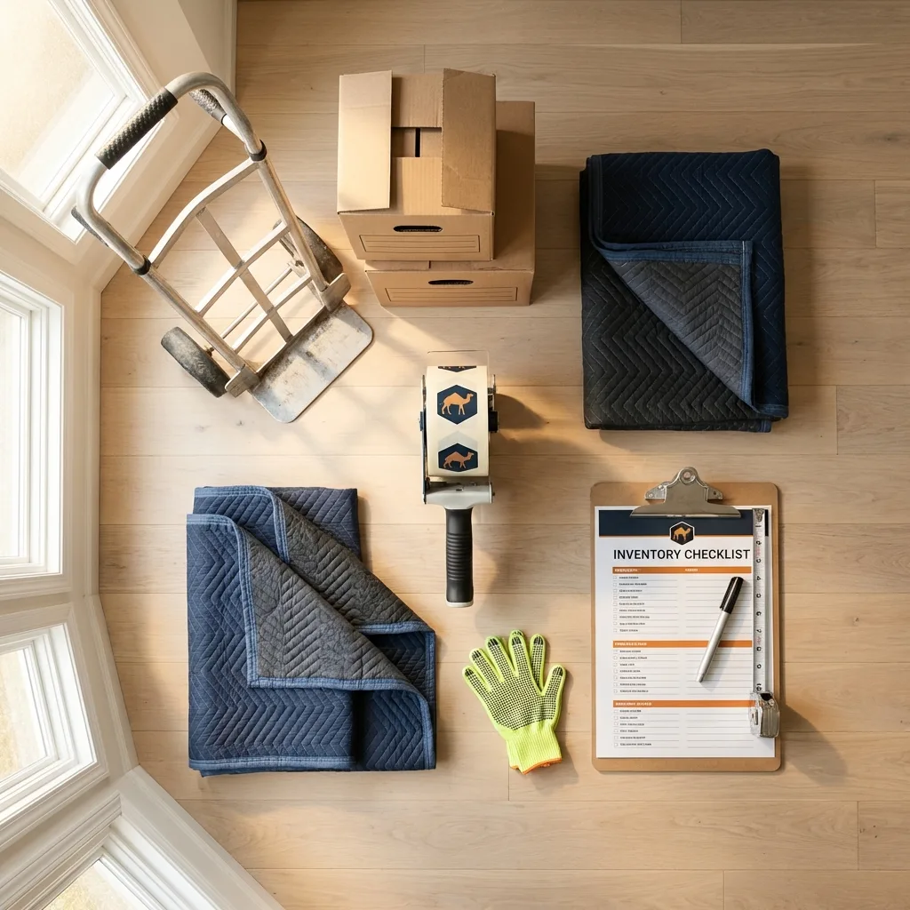 Professional moving supplies and packing materials layout for Medina residential relocations